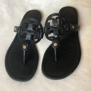 ❌SOLD Tory Burch Black Miller Leather Flat Sandals
